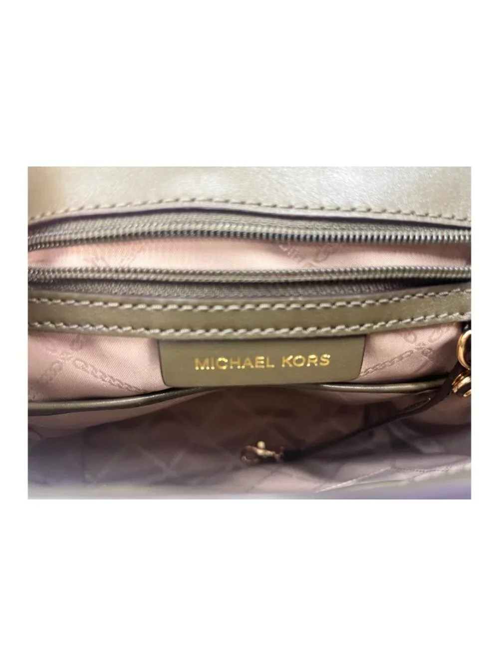 Michael Kors Whitney Studded Lamb Leather Backpack Olive Gold